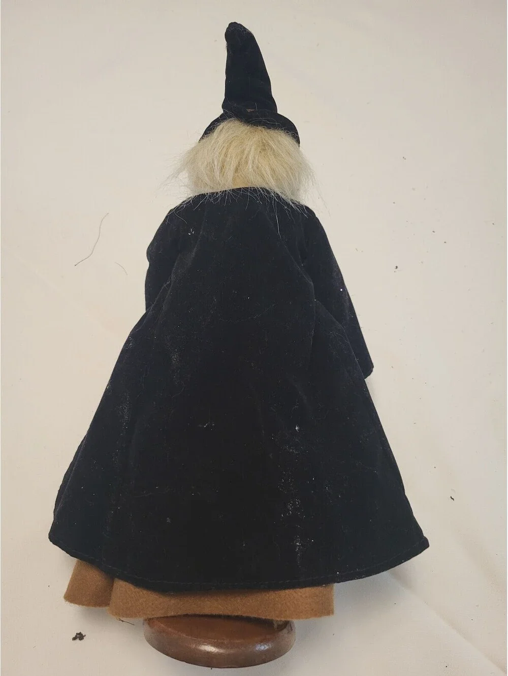 Vintage Witch Figurine with Wooden Base and Fabric Clothing 24x14